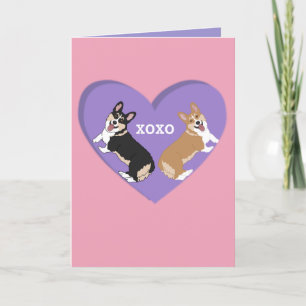 Valentines Day Corgi XOXO Holiday Card
