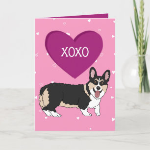 Valentines Day Corgi XOXO Thank You Card