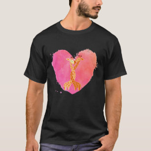 Valentines Day Couple Love Heart Giraffe T-Shirt