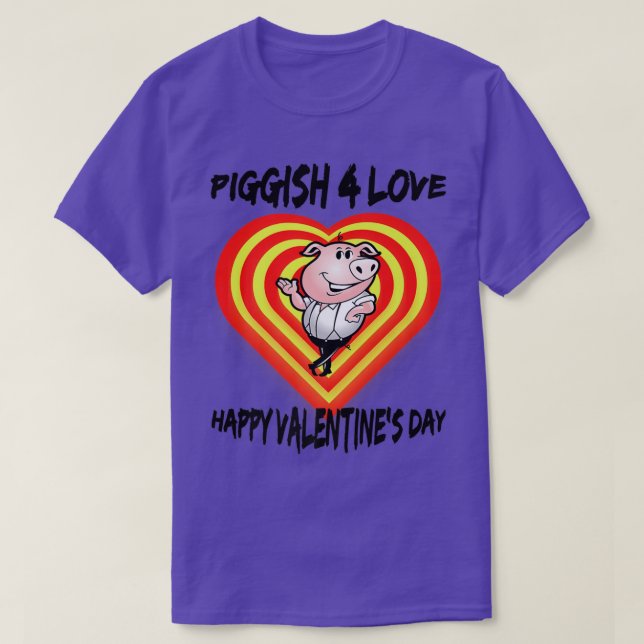 Valentines Day Couples Pig Cute and Funny Premium  T-Shirt (Design Front)