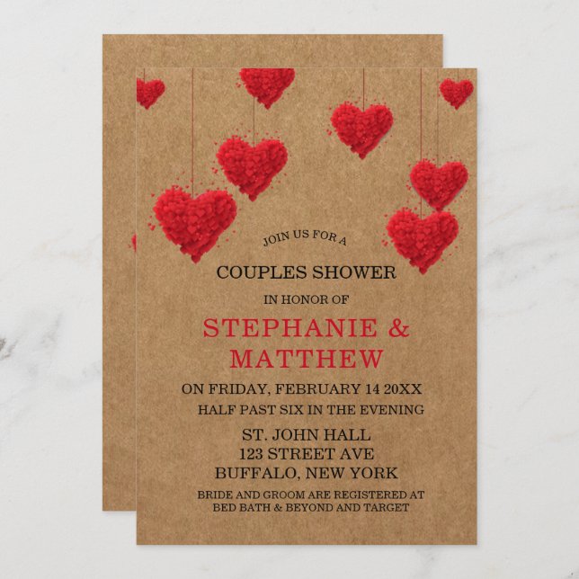 Valentine's Day Couples Shower Invitation (Front/Back)