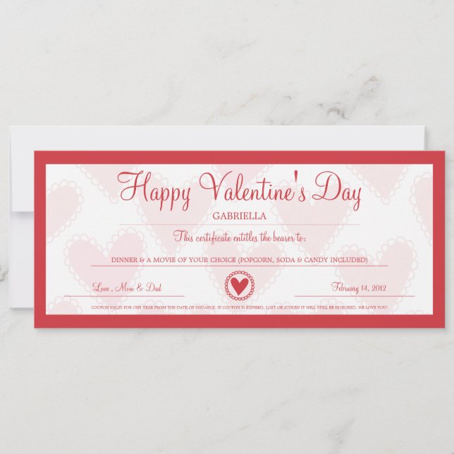Valentine's Day Coupon Holiday Card (Front)