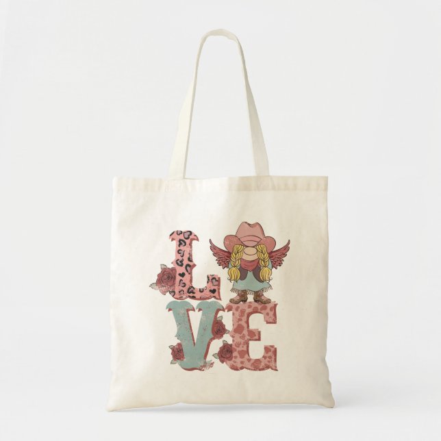Valentine's Day Cowgirl Love Tote Bag (Front)