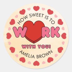 Valentines Day Coworkers for Favours Job Work Cute Classic Round Sticker