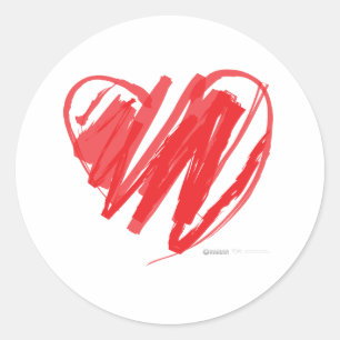 Valentines Day Crayon Heart - mum children love Classic Round Sticker