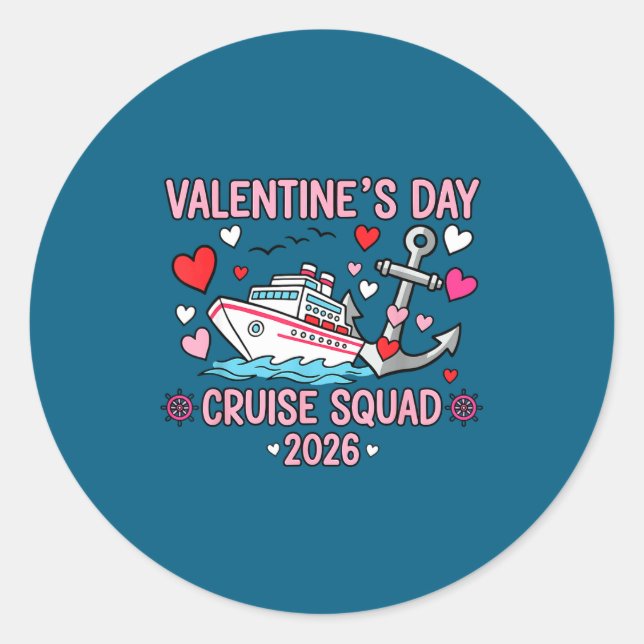 Valentines Day Cruise 2026 Matching Family Couples Classic Round Sticker (Front)