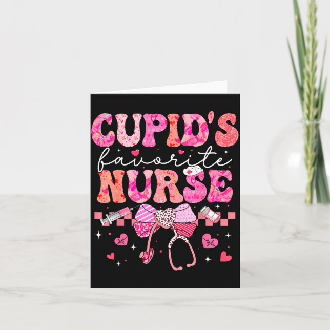 Valentines Day Cud’s Favorite Nurse Heart Girl Wom Card (Front)