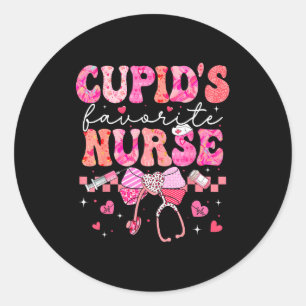 Valentines Day Cud’s Favorite Nurse Heart Girl Wom Classic Round Sticker