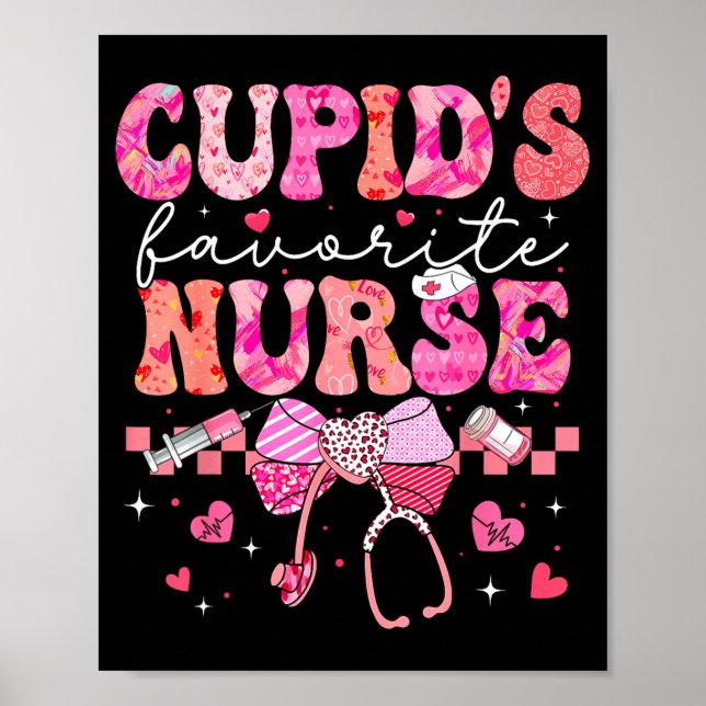 Valentines Day Cud’s Favorite Nurse Heart Girl Wom Poster (Front)