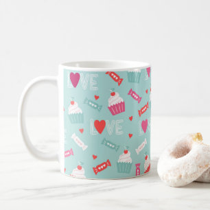 Valentine's Day Cupcake Hearts Love Pattern Coffee Mug