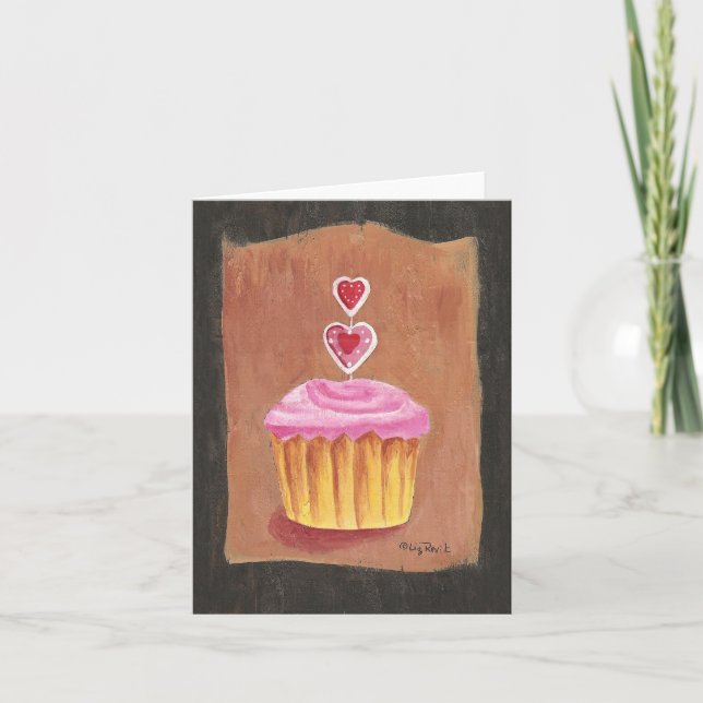 Valentine's Day Cupcake Note Card (Front)