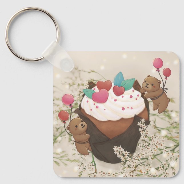 Valentine's Day: Cupcake & Teddy Bears Key Ring (Front)