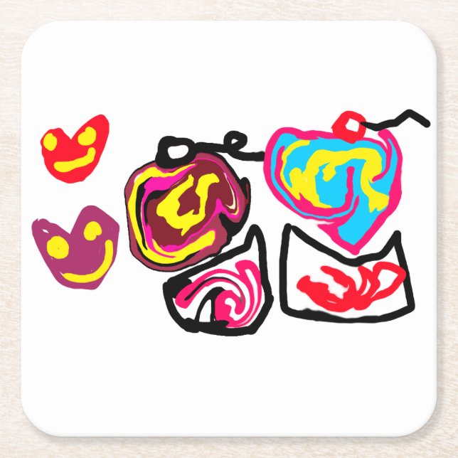 valentine's day cupcakes square paper coaster (Front)