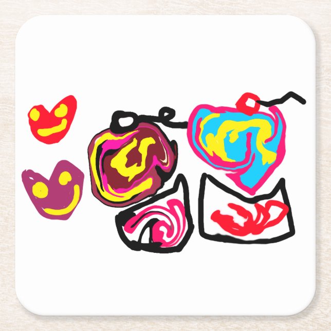 valentine's day cupcakes square paper coaster (Front)