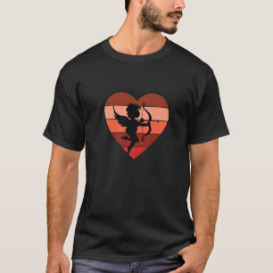 Valentines Day Cupid Black Silhouette Heart Will Y T-Shirt