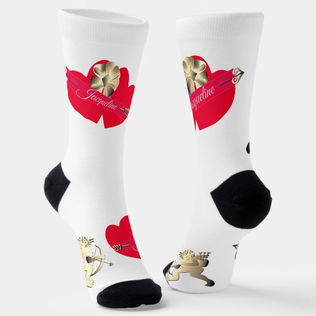 Valentine's Day Cupid Crew Socks (Angled)