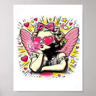 Valentines Day Cupid Heart Angel Love Holiday Comi Poster