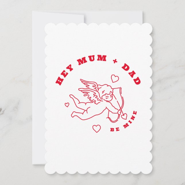 Valentines Day Cupid Heart Love Custom Name Holiday Card (Front)