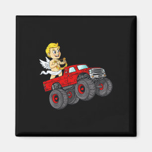 Valentines Day Cupid Riding Monster Truck Fun Todd Magnet