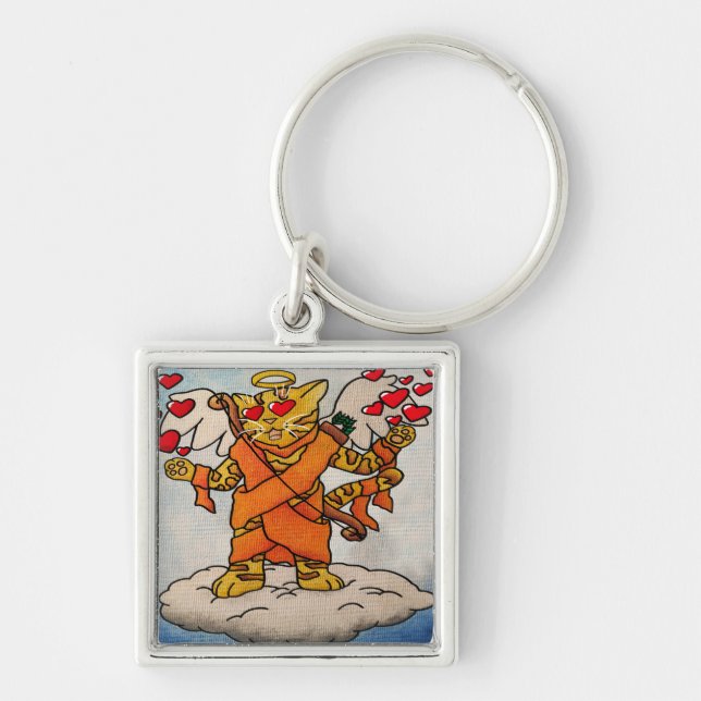 Valentine's Day Cupid's Love Cat Key Ring (Front)