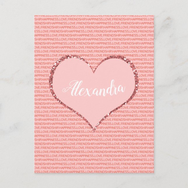 Valentine's Day Custom Monogram Holiday Postcard (Front)