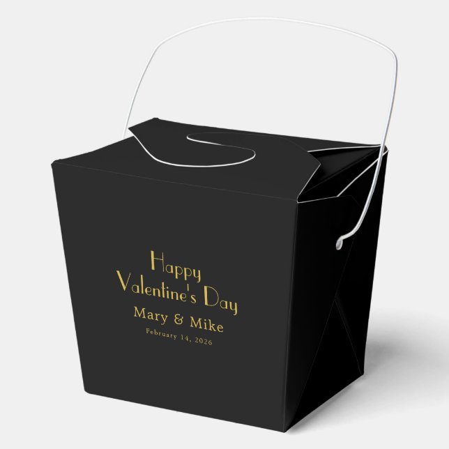 Valentine's Day Custom Name Solid Black Take Out Favour Box (Front)