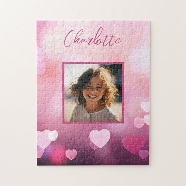 Valentine's Day Custom Photo and Personalised Name Jigsaw Puzzle (Vertical)