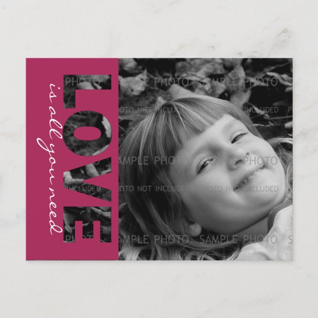 Valentines Day Custom Photo Postcard | Love is... (Front)