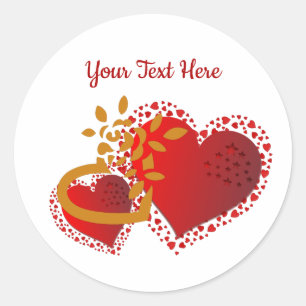 Valentine's Day Custom Text Happy Hearts  Classic Round Sticker