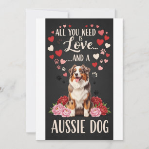 Valentine's Day Cute aussie dog Photo cuddle Holiday Card