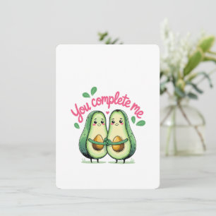 Valentine's Day Cute Avocado You Complete Me  Holiday Card