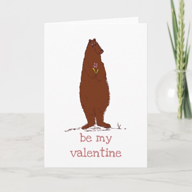 Valentine's Day Cute Bear  Be My Valentine  Holida Holiday Card (Front)