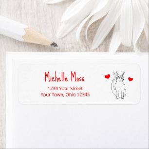 Valentine's Day Cute Cat Cartoon Return Address Label