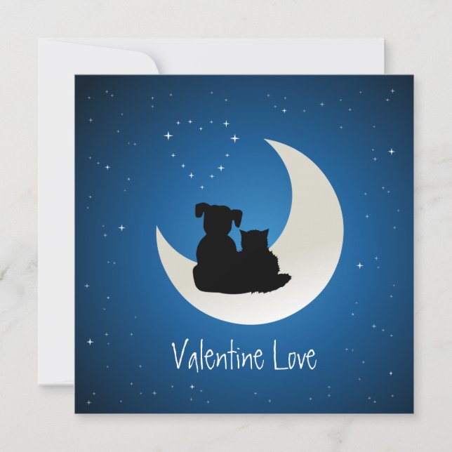 Valentine's Day Cute Cat Dog Love Holiday Card (Front)