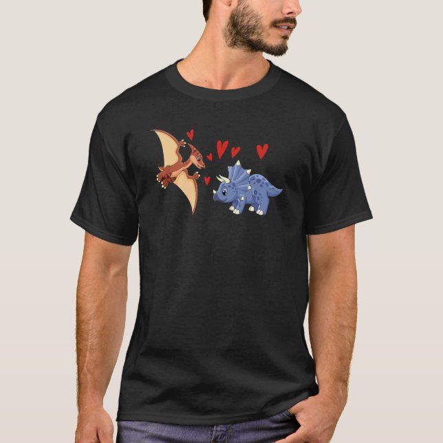 Valentines Day Cute Dinosaurs  Boyfriend Girlfrien T-Shirt (Front)