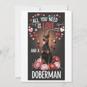 Valentine's Day Cute doberman pincher Photo cuddle Holiday Card
