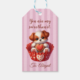 Valentines Day Cute Dog in a Cupcake Gift Tags
