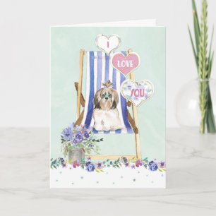 Valentine's Day Cute Dog Sunglasses Deckchair Holiday Card