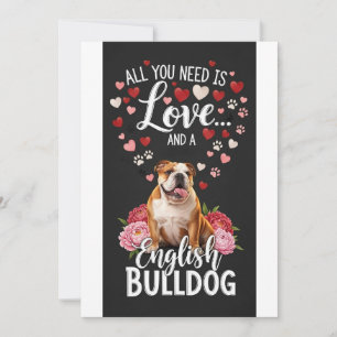 Valentine's Day Cute english bulldog Photo Holiday Card