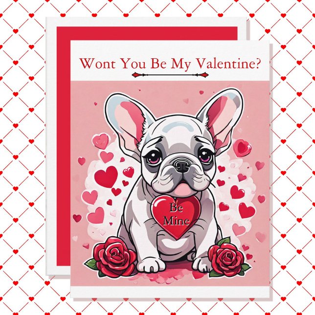 Valentine's Day Cute Frenchy Add Name To Friend Holiday Card (Creator Uploaded)