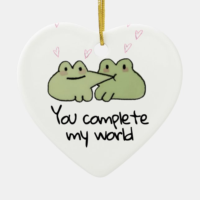 Valentine's Day Cute Frog Love Couple  Ceramic Ornament (Front)