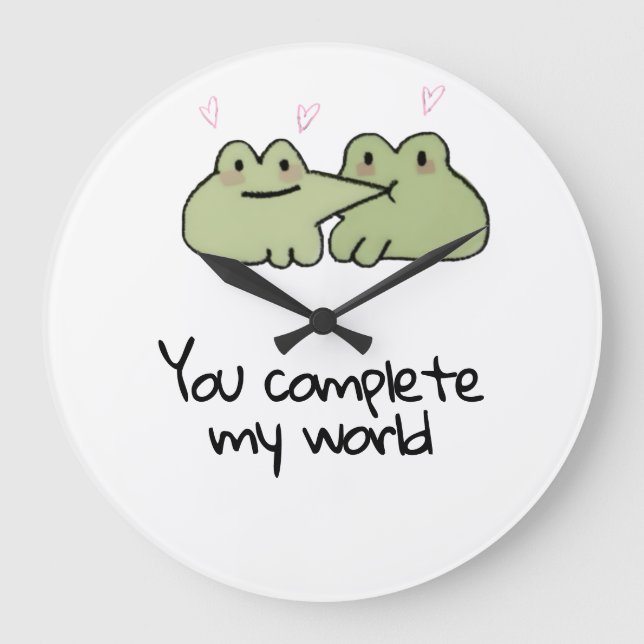 Valentine's Day Cute Frog Love Couple Wall Clock (Front)