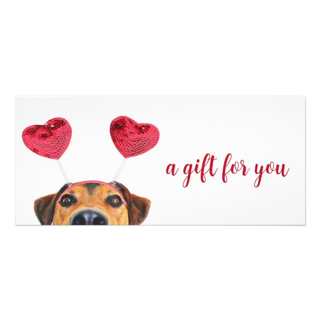 Valentine's Day Cute Fun Dog Headband Gift Card (Front)