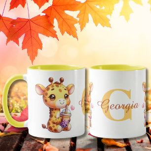 Valentines Day Cute Giraffe Love Boba Mug