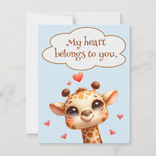 Valentines Day Cute Giraffe Love Message Holiday Card