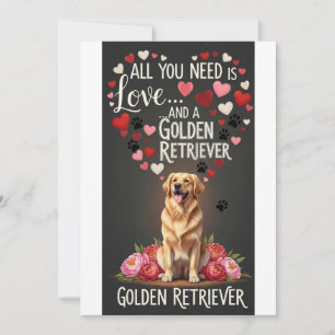 Valentine's Day Cute golden retriever Photo Holiday Card
