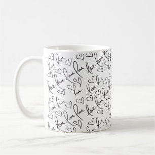 Valentines Day Cute Hand Drawn Hearts Black White Coffee Mug