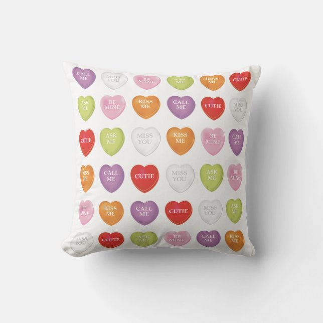 Valentine's Day Cute Heart Candy Sayings Cushion (Front)
