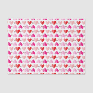 Valentine's Day Cute Hearts & Arrows Pink & Red Tissue Paper