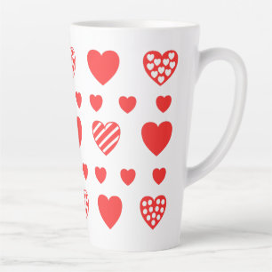 Valentines day Cute Hearts white pattern Latte Mug